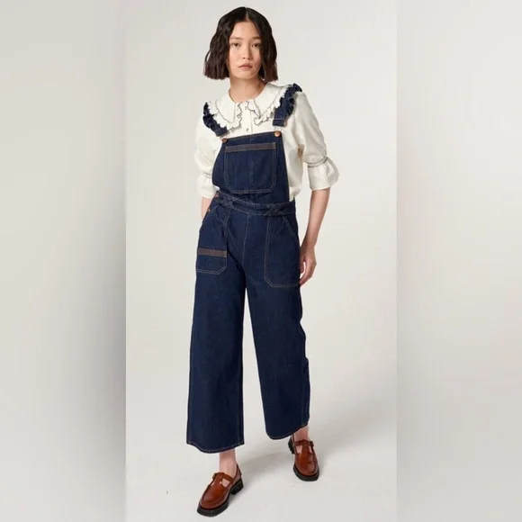 Chic denim overalls with Ruffle Straps size 8 - Picture 4 of 5